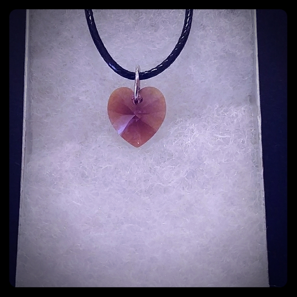 Winterberry Purple Crystal Heart Necklace